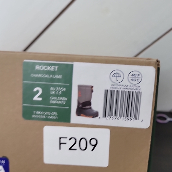 Kamik Kids Rocket Insulated Winter Boots,Charcoal/Flame, Size 2 - Picture 8 of 8